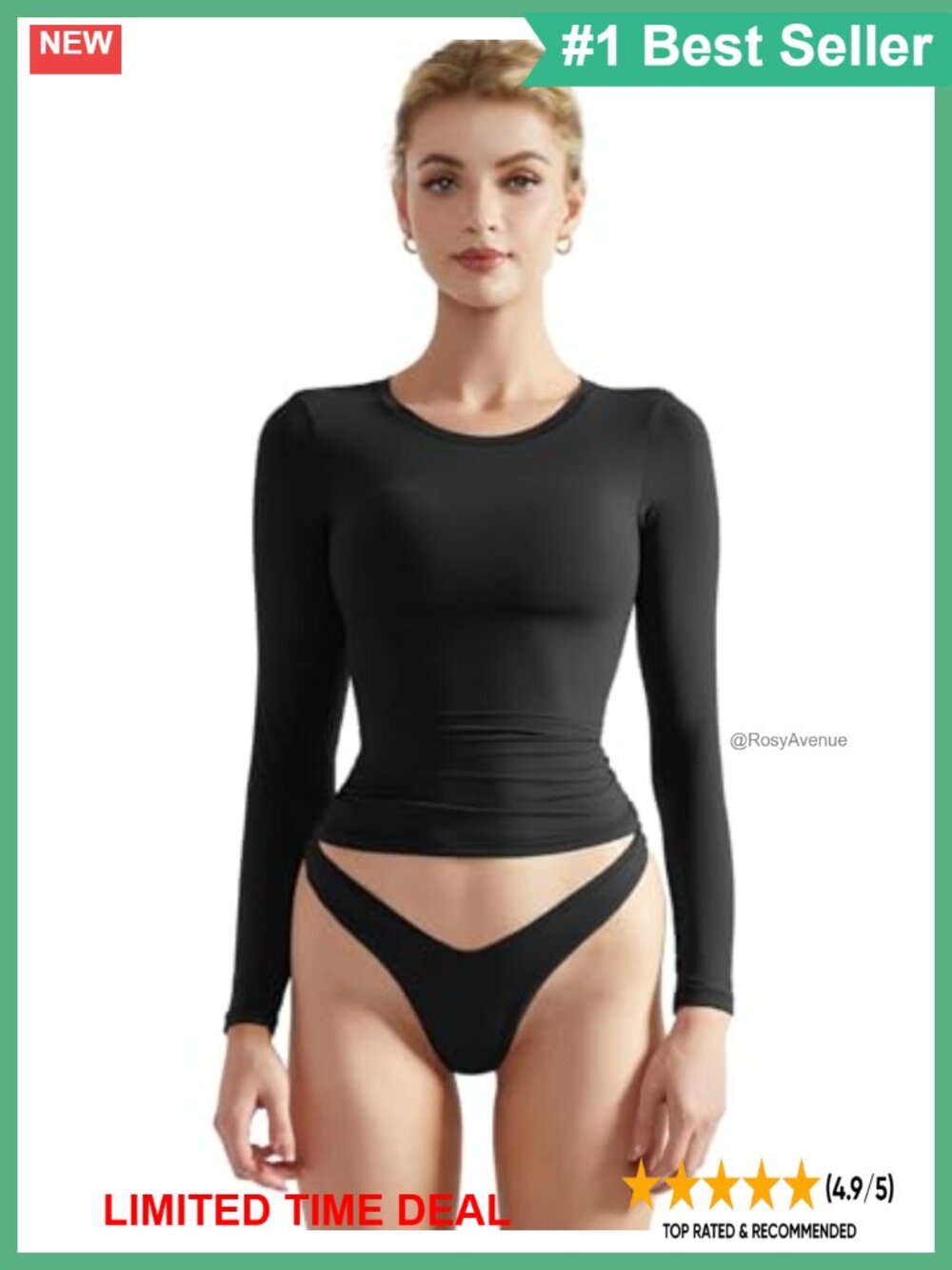 Double Lined Buttery Soft Fitted Crew Neck Crop Top Long Sleeve Y2K